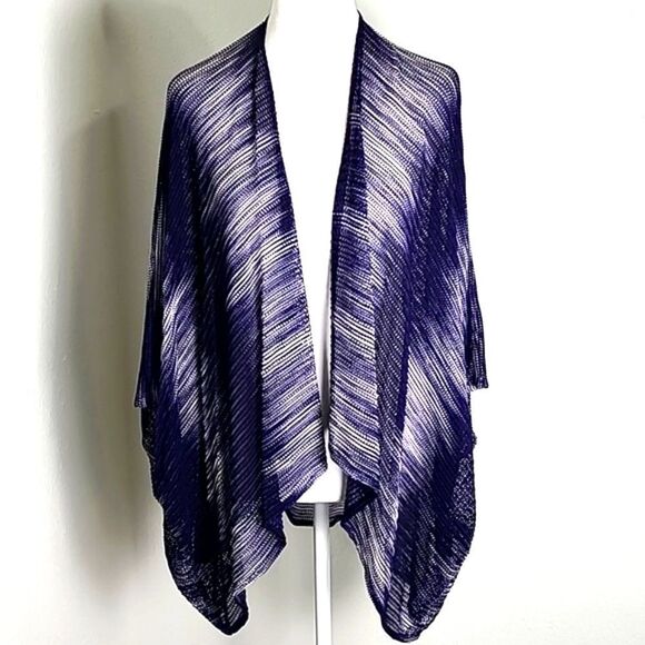 Cejon Navy & White Ombre Cardigan Wrap with Kimono Sleeves, One Size - Picture 1 of 9
